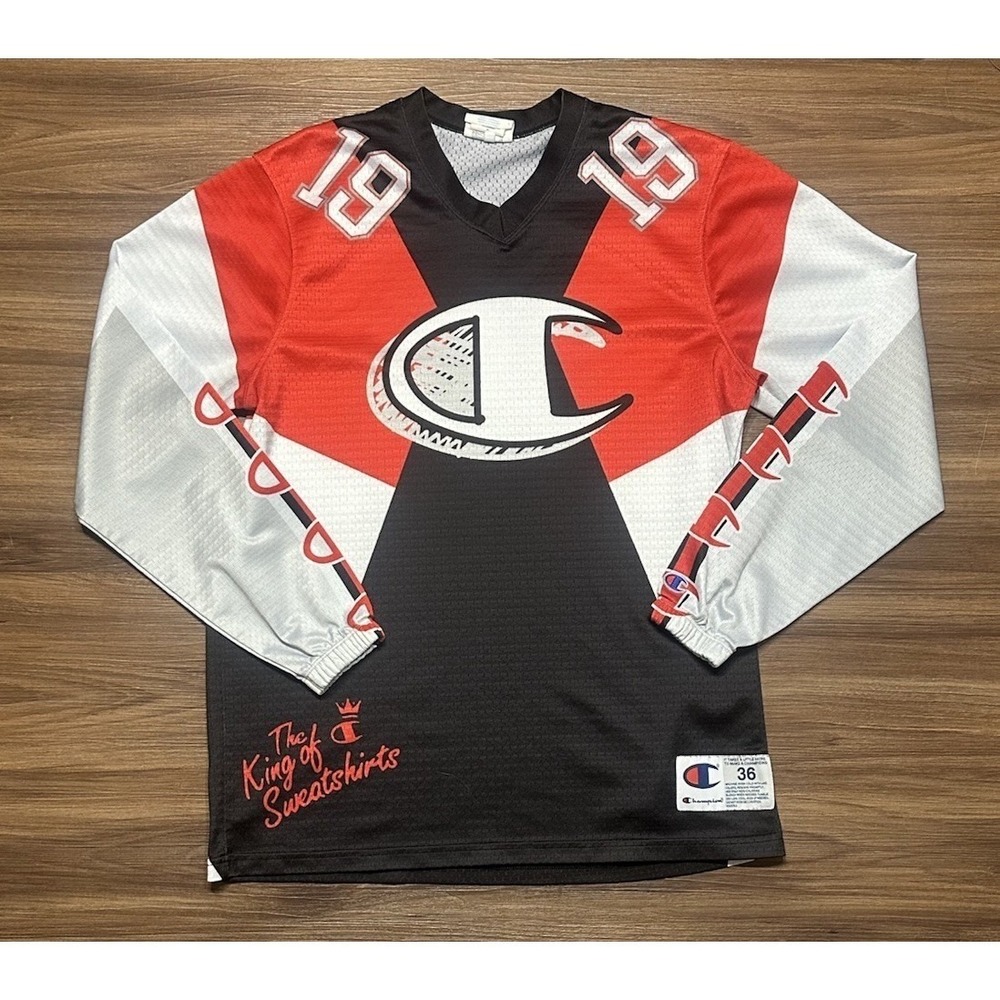 Champion The King Of Sweatshirts Logo #19 Hockey Jersey Red/Black Sz Small
